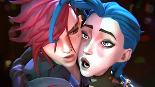 Oil and Fire (Arcane) Jinx, Vi, and some Random Dude