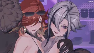 Mavuika & Arlecchino x Group sex video (Genshin impact)