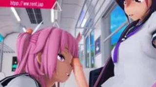 ♥×????で電車の中でおしゃぶり