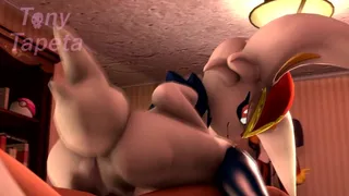 Cinderace Reverse-Cowgirl with her Trainer