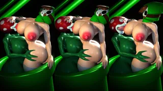 Piranha Plant sucking on Shy Gal's breasts