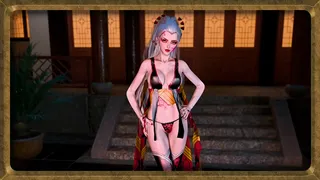 Proud lustful Daki dances at night in revealing traditional clothe