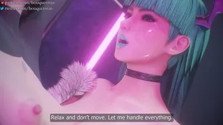 Morrigan sucking the soul out of a partygoer [Futa]