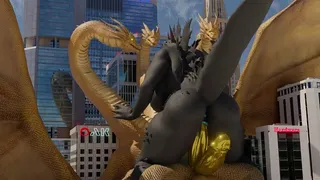 King Ghidorah fucks female Godzilla! (platinum360x)