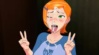 Gwen helping her friend Raven by giving some head