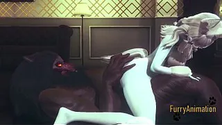 Furry Hentai - Demond Wolf & Artic Fox blowjob and fucked - Japanese Yiff Anime Manga 3D