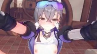 Silver Wolf is playing a dating sim game?