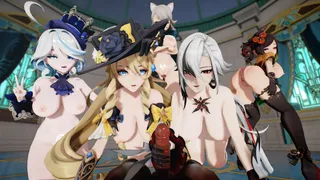 Sexy Sex Dance: Navia Arlecchino Furina Chiori Lynette Genshin Impact