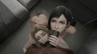 Aerith & Tifa Suck Barret's BBC