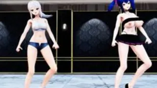 【MMD R-18】Hime & Mikoto Strip "Shake It Off"