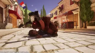 Police Girl Destroyed by Monster Rats Outside
