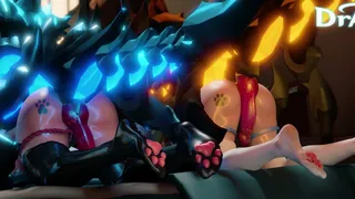 Intense Furina and Hu Tao X Riftwolfs