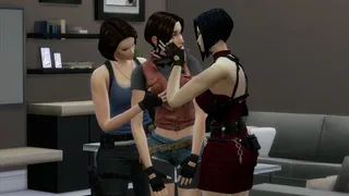 Resident evil - Lesbian Parody - Ada Wong, Jill Valentine and Claire Redfield