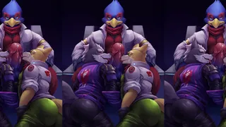 [Star Fox] Wolf O'donnell & Fox McCloud licks Falco's cock [nurinaki]