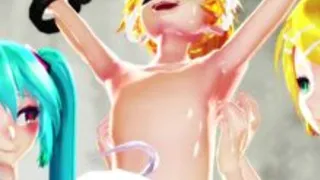 【MMD】Miku, Haku, and Rin's Continuous Ejaculation Test ~ Tickle Fellatio Forced Re-erection ~