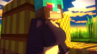 Busty Minecraft Hentai Girl Double Penetrated by Pillagers