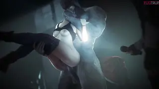 3D Animation Bekleidete Cowgirl Doggystyle Monster Schwanz Rule34 Sex Stehender Doggy Weißes Mädchen