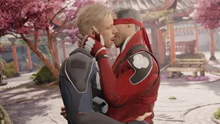 Kenshi and Johnny Cage tongue kissing