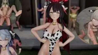 Bass Knight Dance And Sex - Kosaka Wakamo, Amau Ako, Ajitani Hifumi, Izayoi Nonomi | Blue Archive MMD R-18