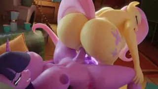 Fluttershy riding twilight sparkle