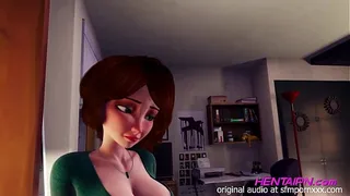 MILF 3D HENTAI ผมสั้น เสื้อเขียว หน้าอกใหญ่ กางเกงในสีแดงตัวสั้น จีสตริง กำลังให้ในห้องนอน
