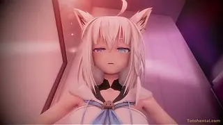 Shirakami Fubuki having sex in the fitting rooms with a pervert. VTuber and Hololive porn