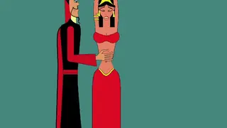 Jasmine viene colpita alla pancia e il suo ombelico viene manipolato da Jafar