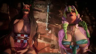 Nezuko x Kanroji مع 3 قضبان أحصنة