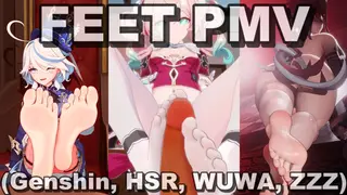 Queencard ฟุตจ๊อบ PMV Genshin HSR WUWA ZZZ เท้า Ecchi