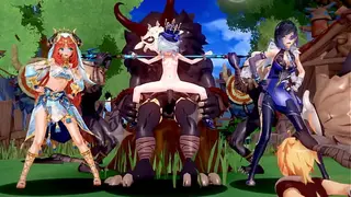 Genshin Furina&Nilou&Yelan hentai mmd