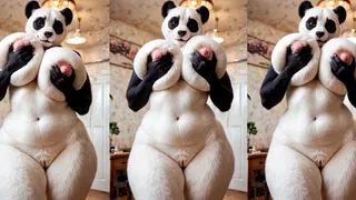 Pandabear che gioca con i seni