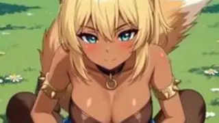 Liru Wolfgirl gioca con un uomo nero