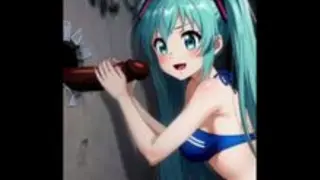 Hatsune Miku gioca con un grosso cazzo nero allo Glloryhole