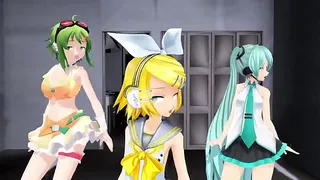 MMD Hatsune Miku, Gumi & Rin [Tarian Seks WTF]