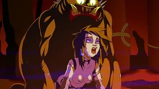 Mostro demoniaco con tentacoli scopa una Ghostbuster in un porno cartoon