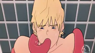 バスルームでのアニメ男子による激しいゲイアナルセックス