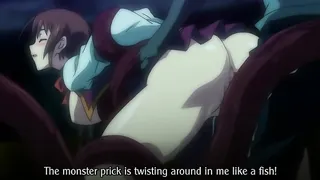 Gruppo di ragazze hentai adolescenti legate da tentacoli e scopate in doppia penetrazione