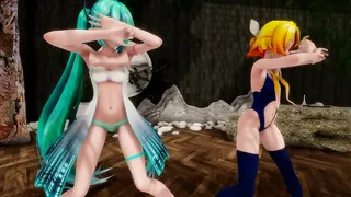 MMD - Stripdance | Miku & Rin