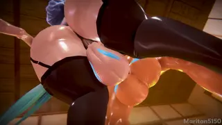 Pekomama ❤ Brazilian Miku smother Hatsune Miku! (Futa x Female x Futa)