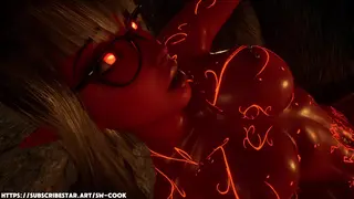 巨大的巨魔阴茎摧毁了红色魅魔